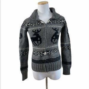TNAn Lambwoold Grey Zip Up Sweater